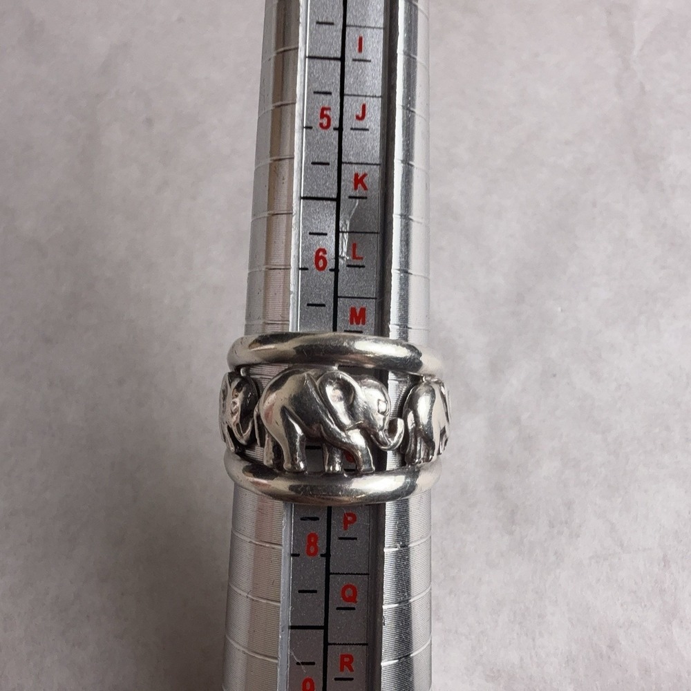 Sterling Silver 925 Elephant Band Ring Size 6 Animal Statement Womens Jewelry
